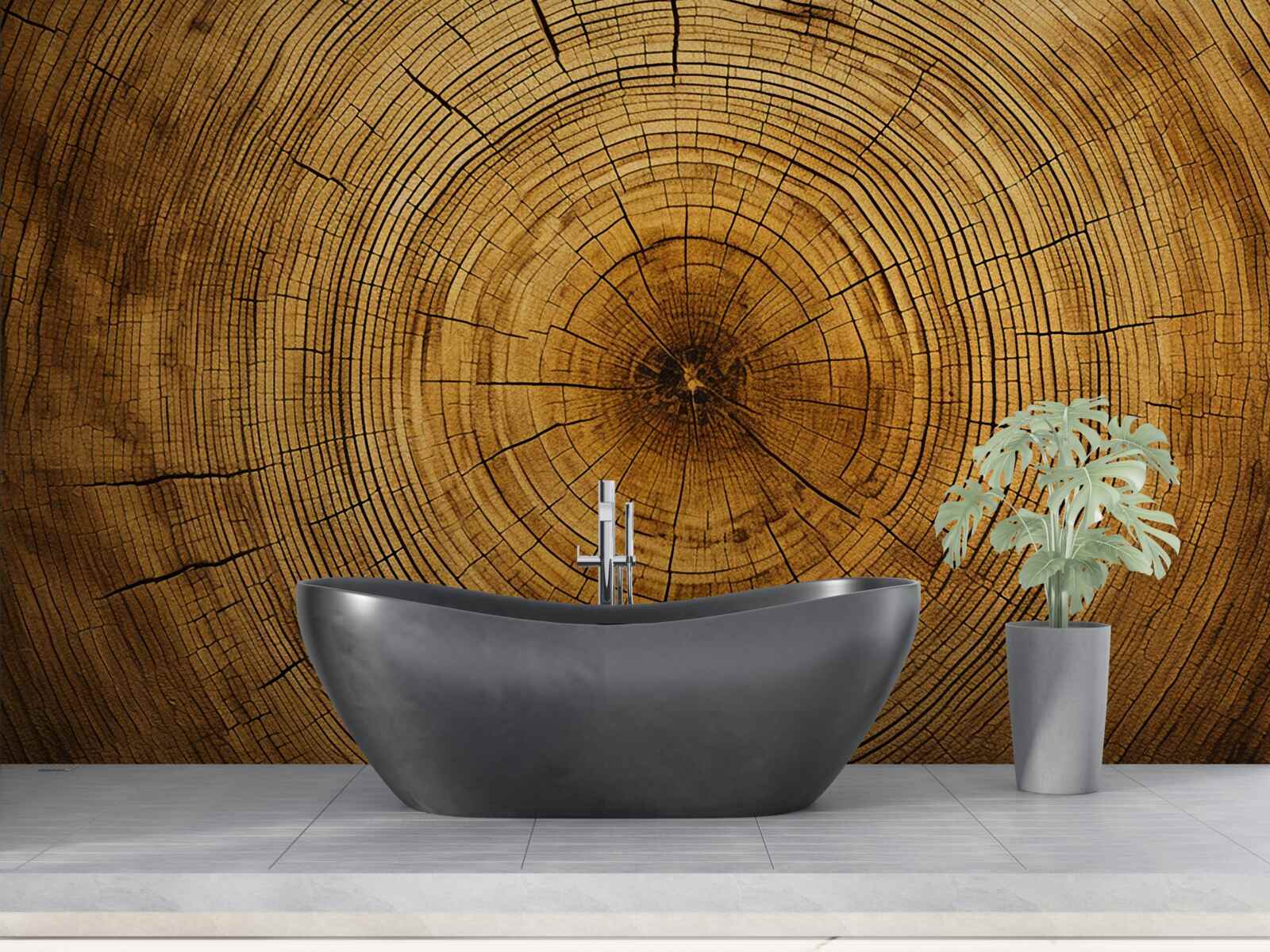 Fotobehang fragmenten van een boompilaar rijk aan eeuwenoude lagen