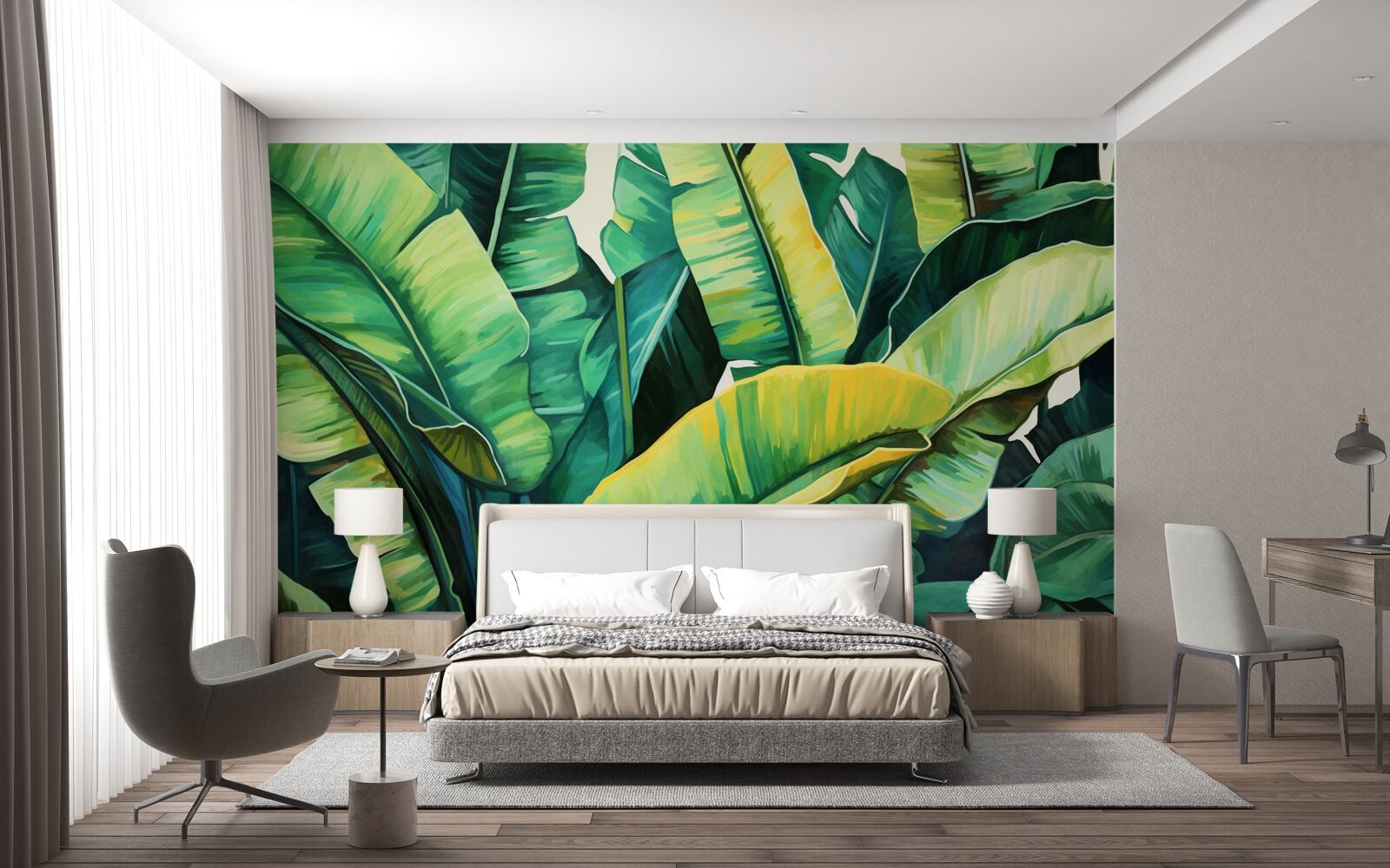 Fotobehang grote brede varenbladeren