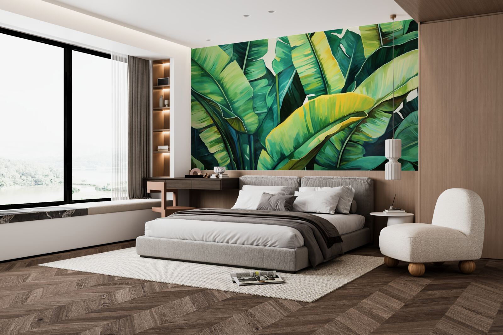 Fotobehang grote brede varenbladeren