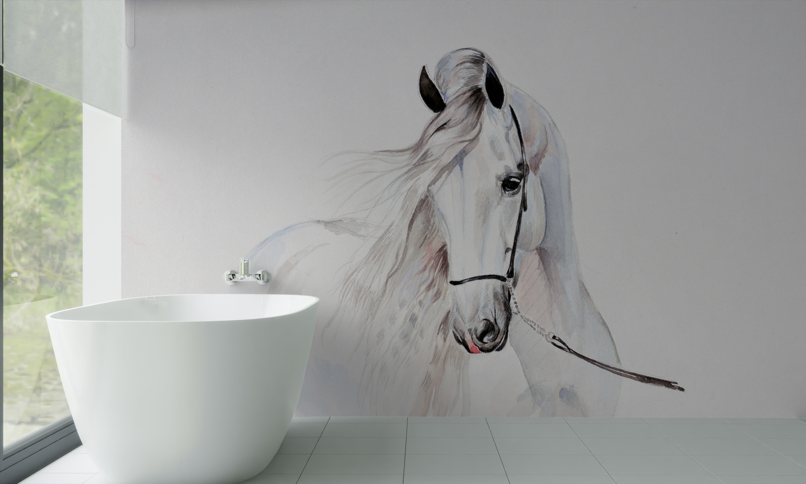 Fotobehang wit paard