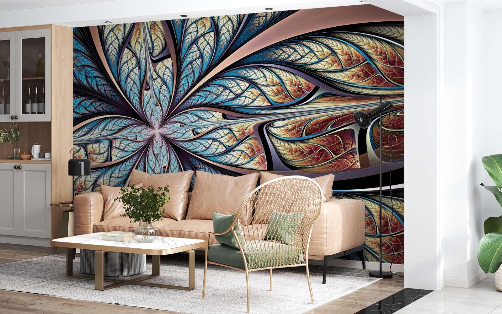 Fotobehang palmbladeren in abstractie