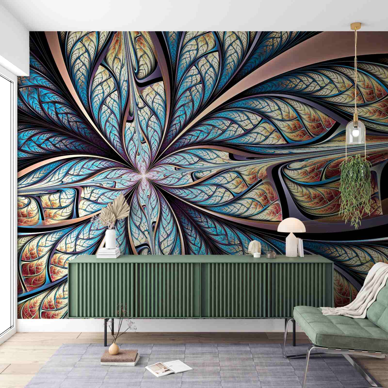 Fotobehang palmbladeren in abstractie