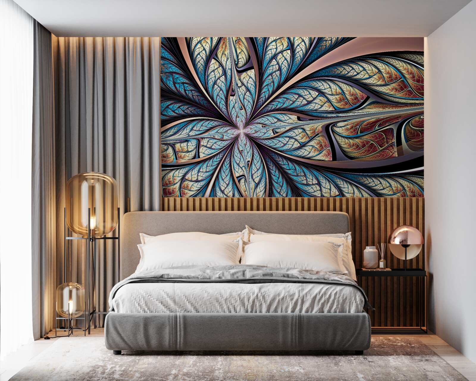 Fotobehang palmbladeren in abstractie