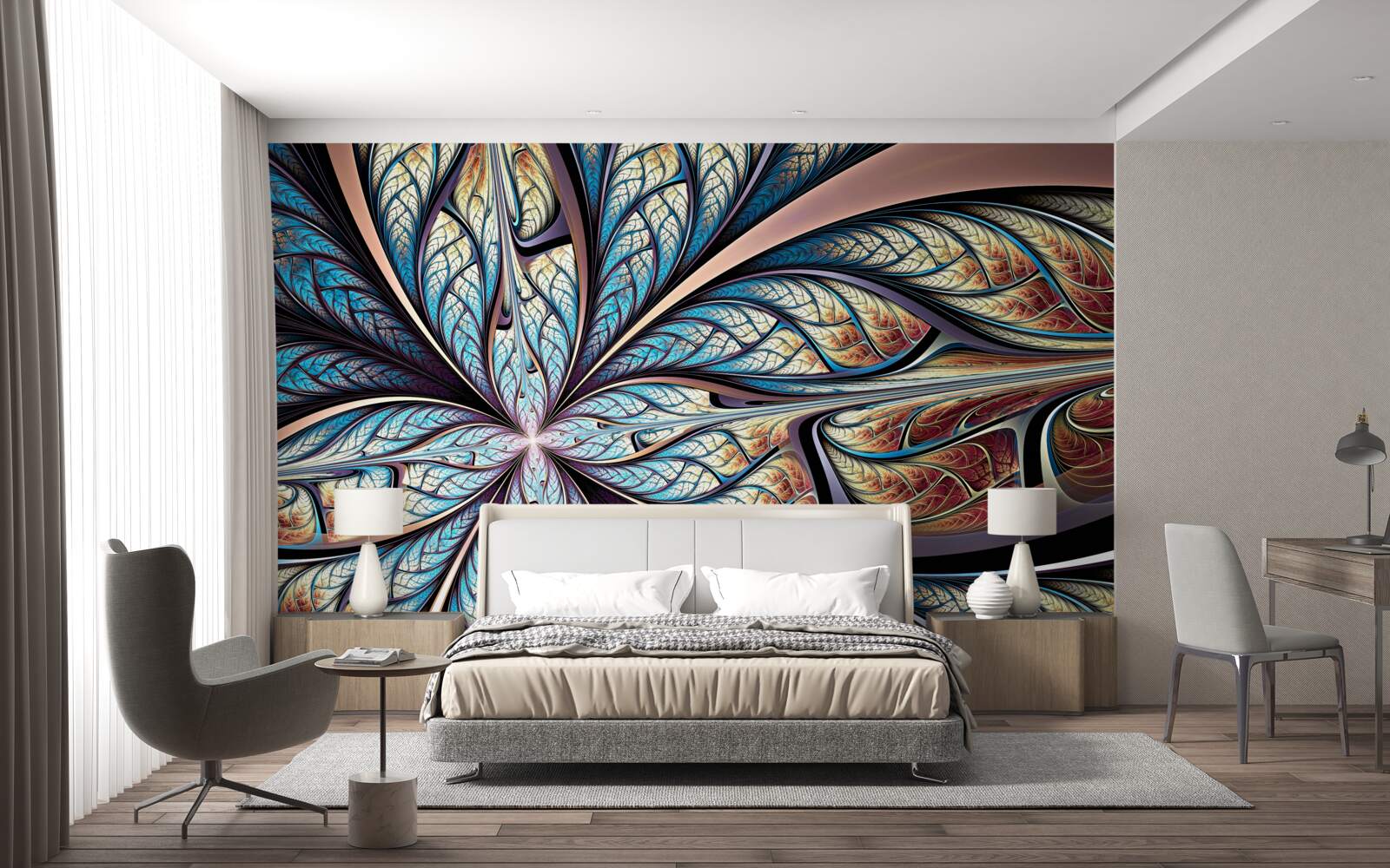 Fotobehang palmbladeren in abstractie