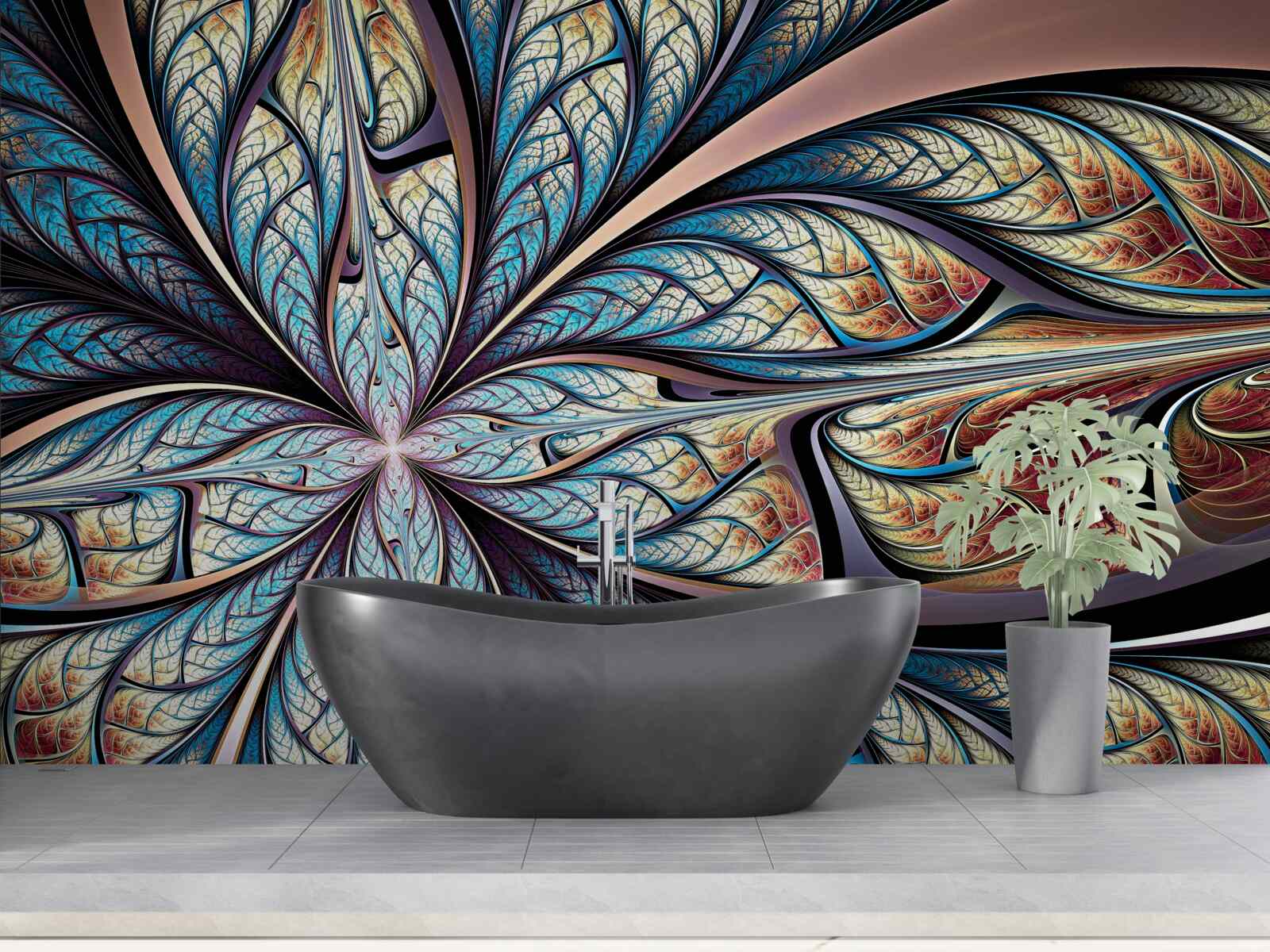 Fotobehang palmbladeren in abstractie