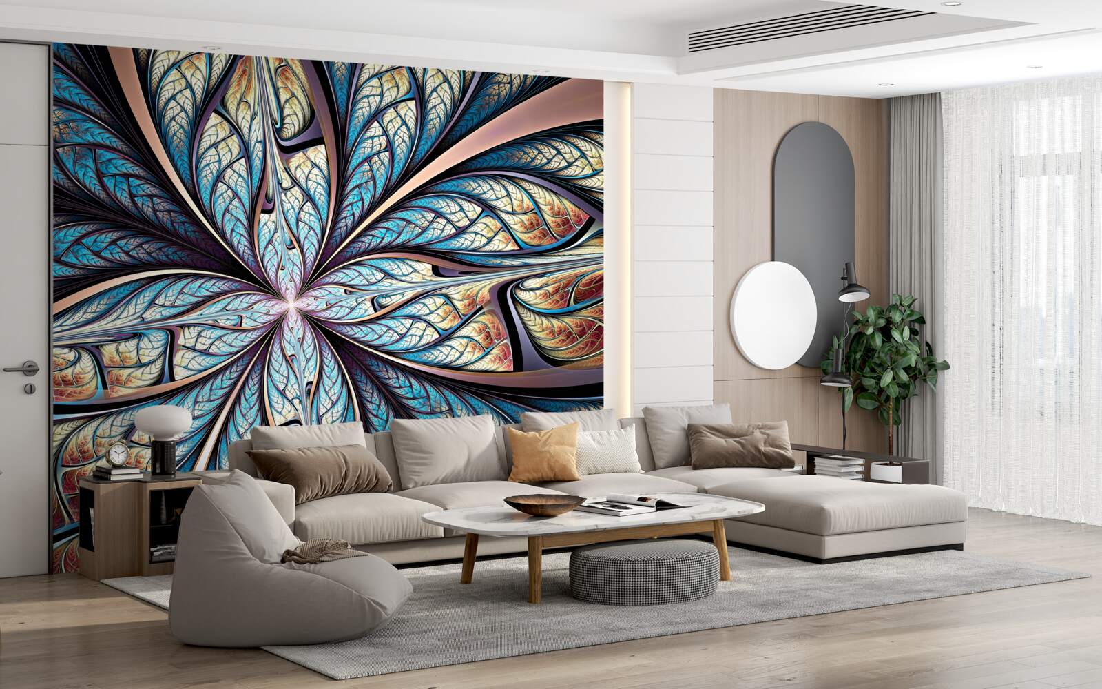 Fotobehang palmbladeren in abstractie