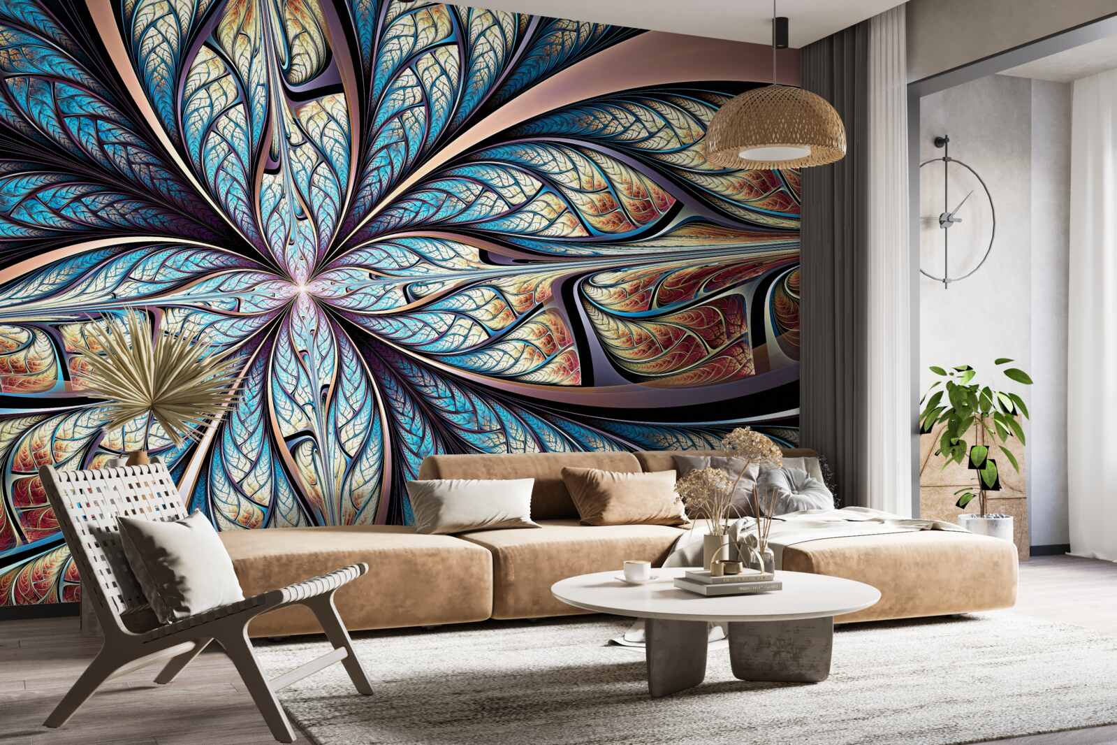 Fotobehang palmbladeren in abstractie