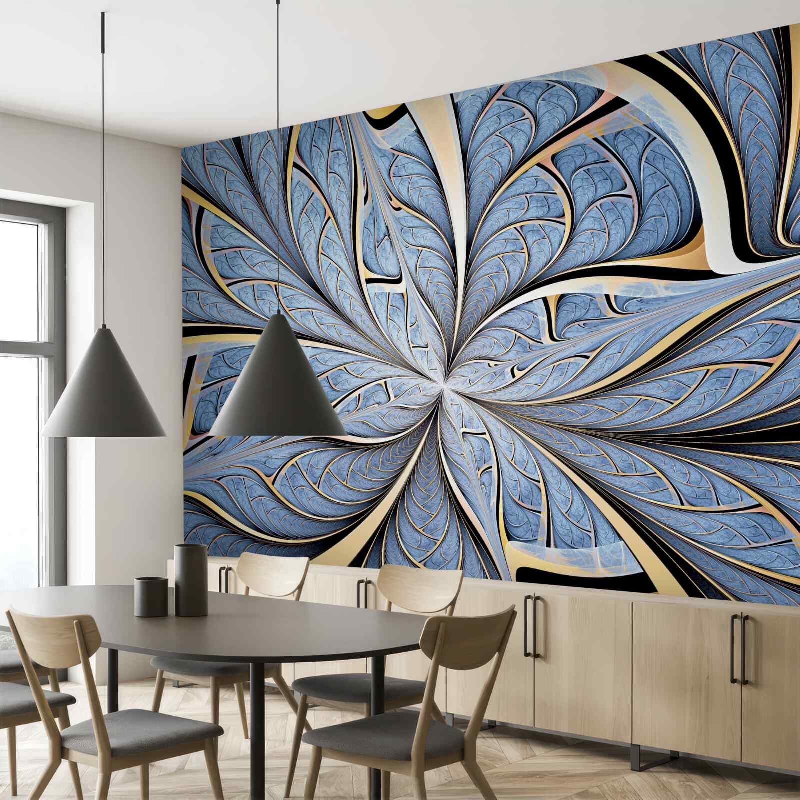 Fotobehang het plafond is van glas, waardoor je naar de hemel kunt kijken