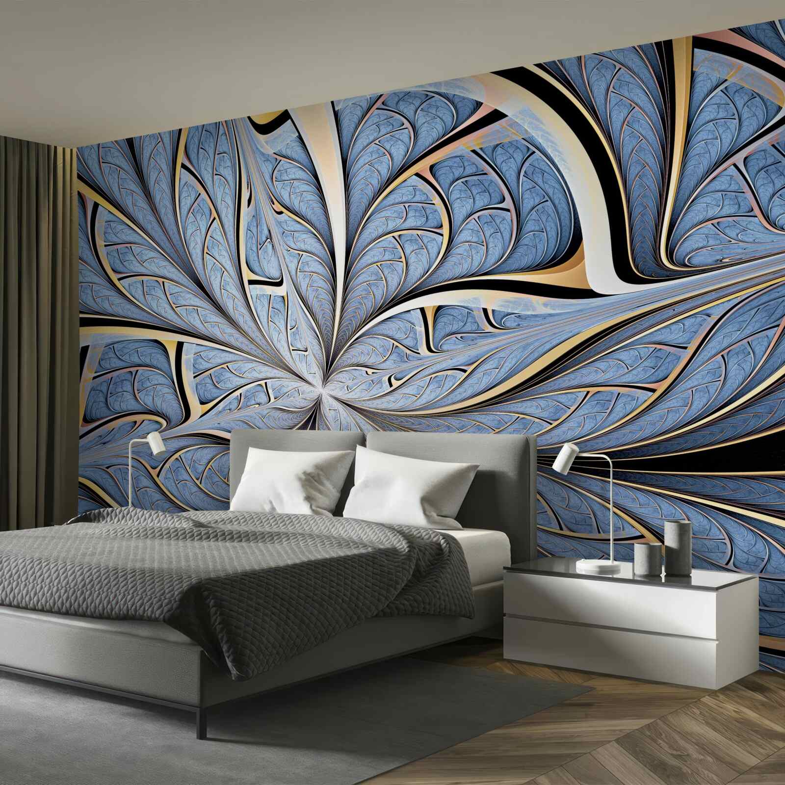 Fotobehang het plafond is van glas, waardoor je naar de hemel kunt kijken