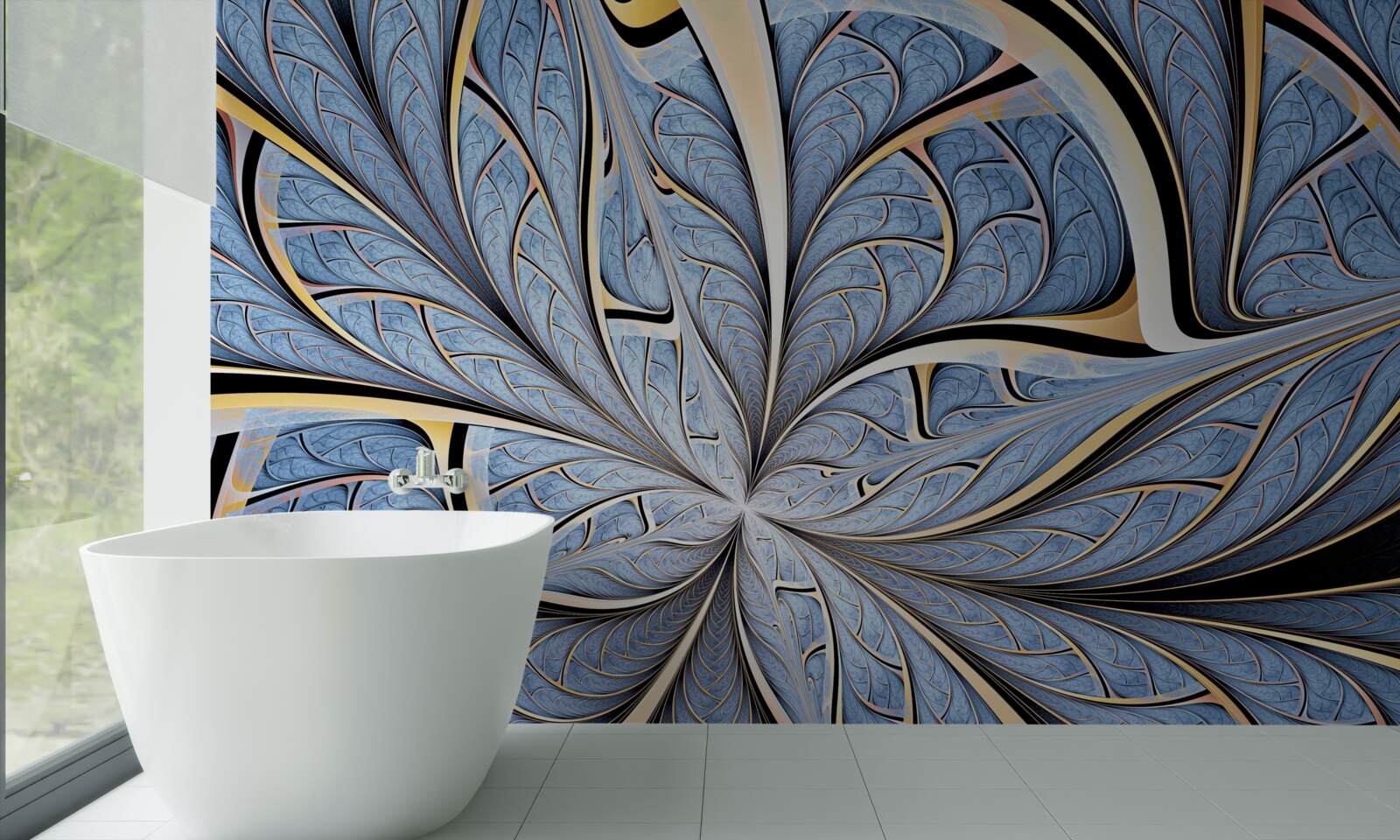 Fotobehang het plafond is van glas, waardoor je naar de hemel kunt kijken