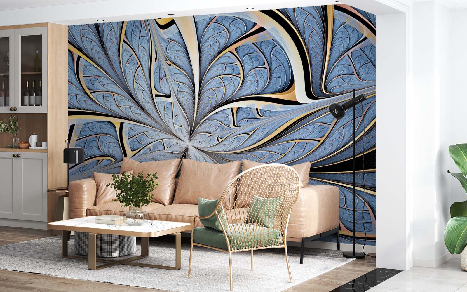 Fotobehang het plafond is van glas, waardoor je naar de hemel kunt kijken