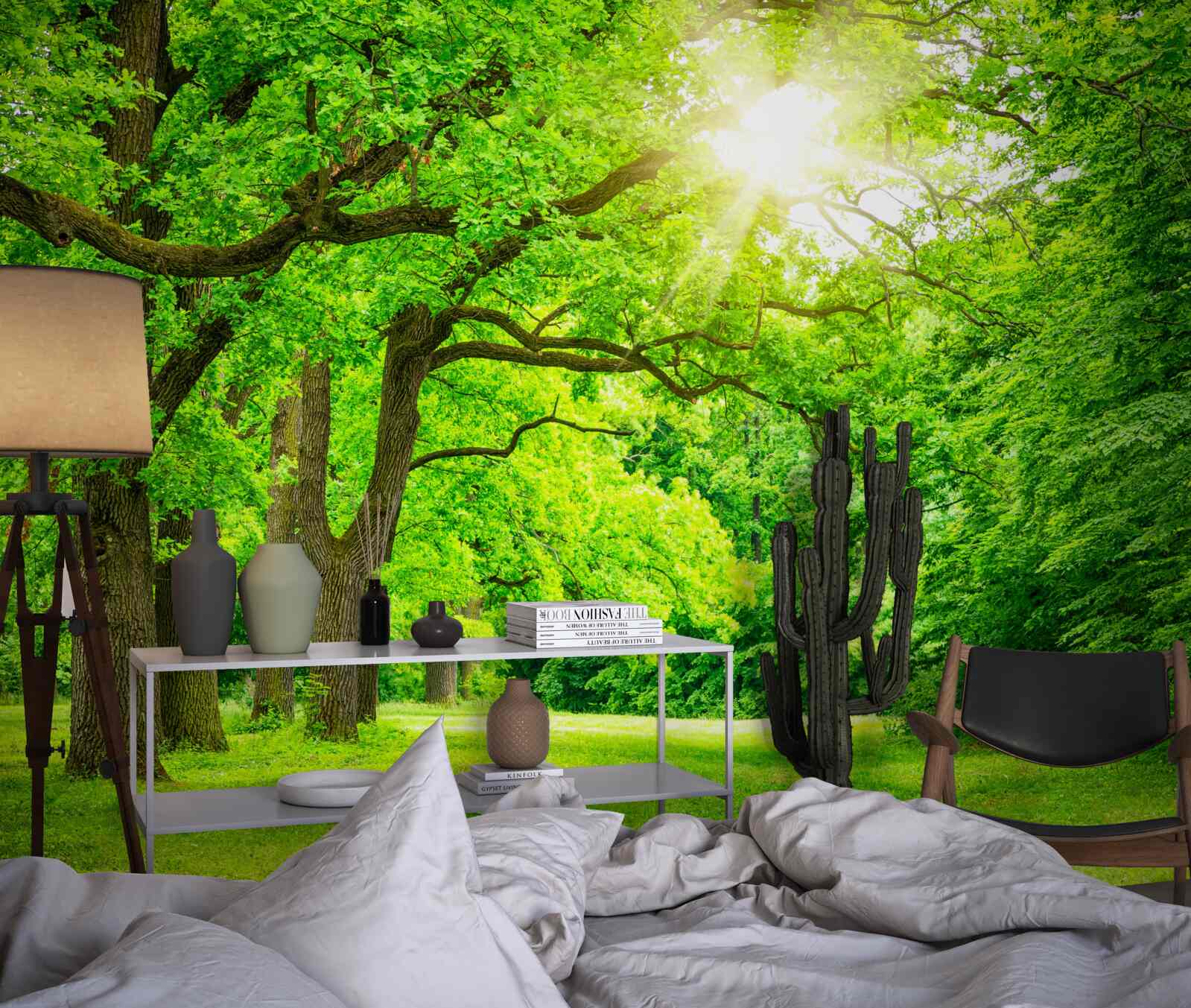 Fotobehang schilderachtig landschap van een zomerbos