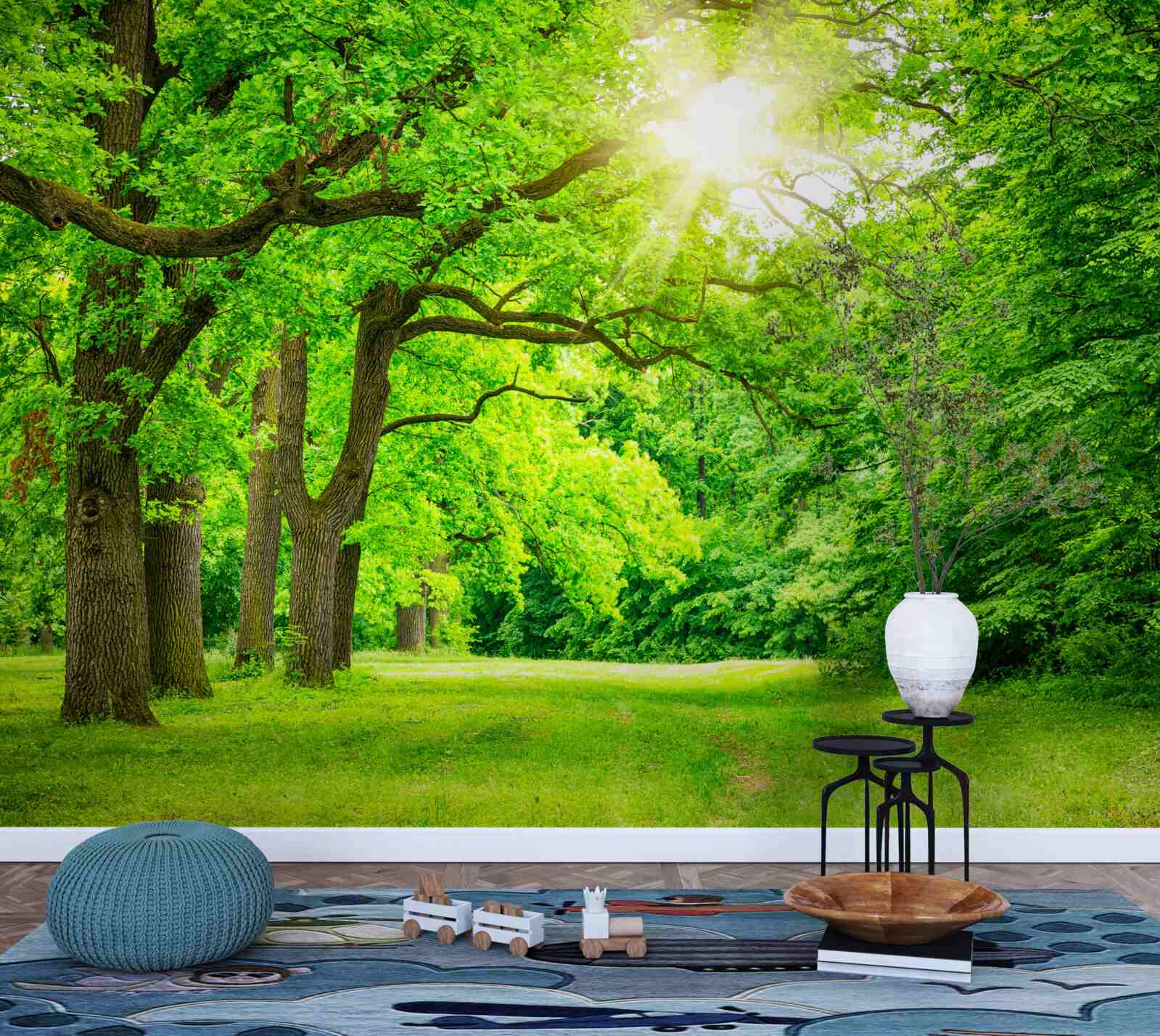 Fotobehang schilderachtig landschap van een zomerbos