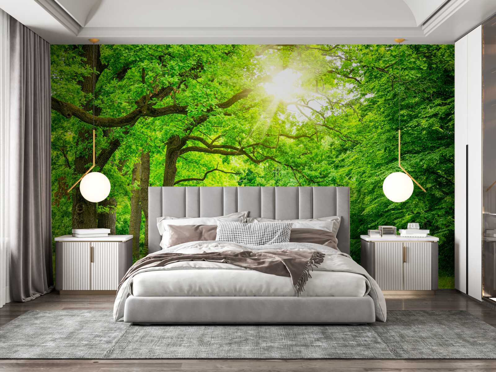 Fotobehang schilderachtig landschap van een zomerbos