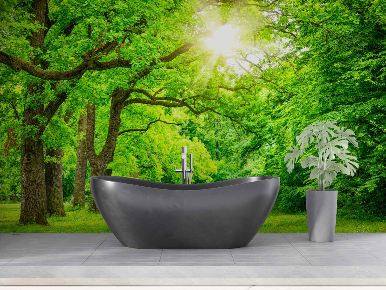 Fotobehang schilderachtig landschap van een zomerbos