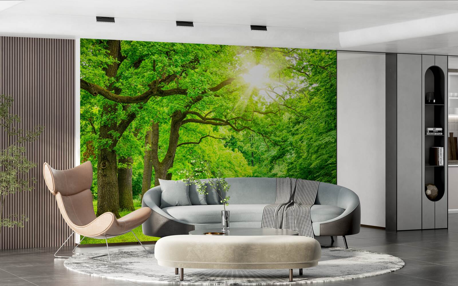 Fotobehang schilderachtig landschap van een zomerbos