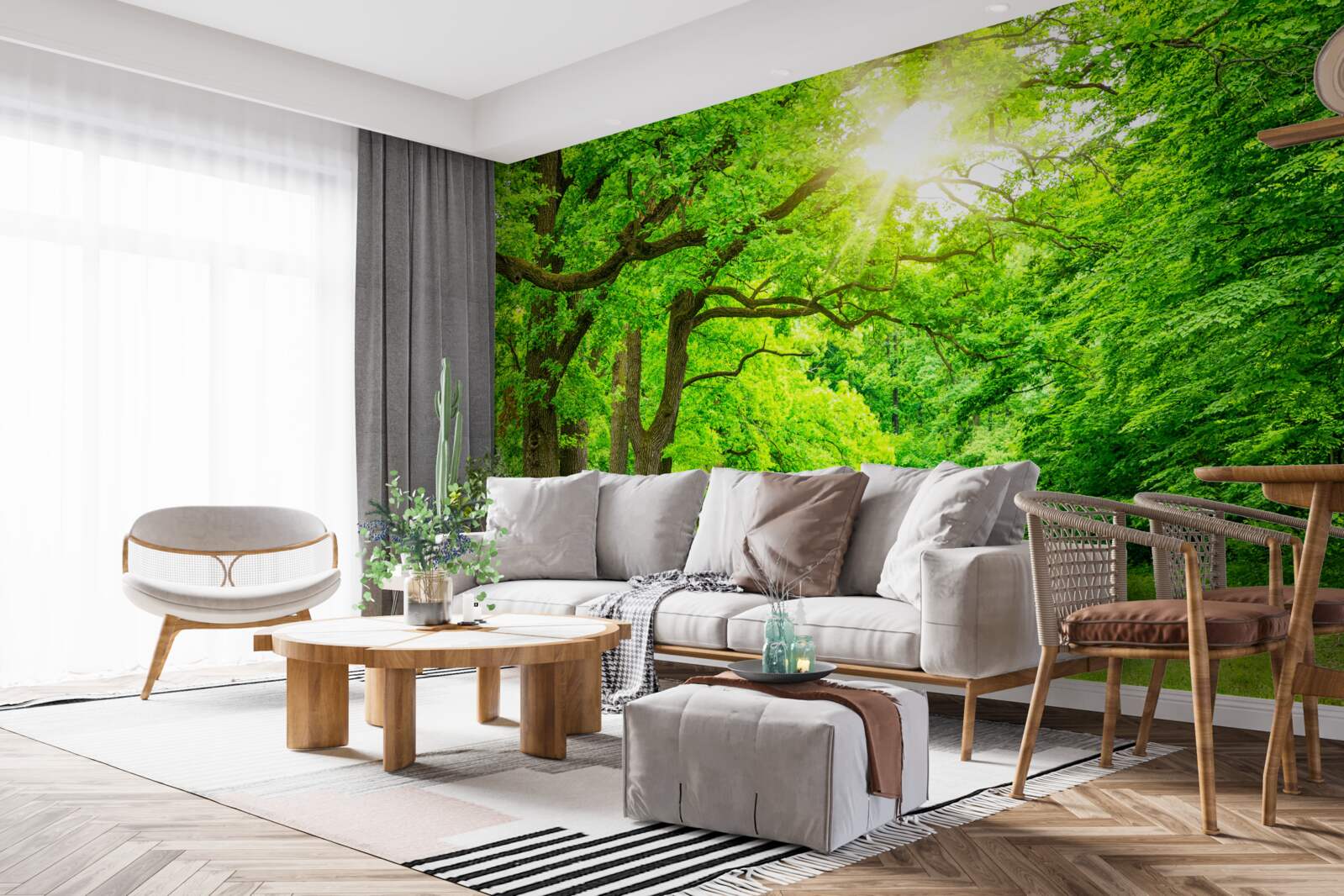 Fotobehang schilderachtig landschap van een zomerbos