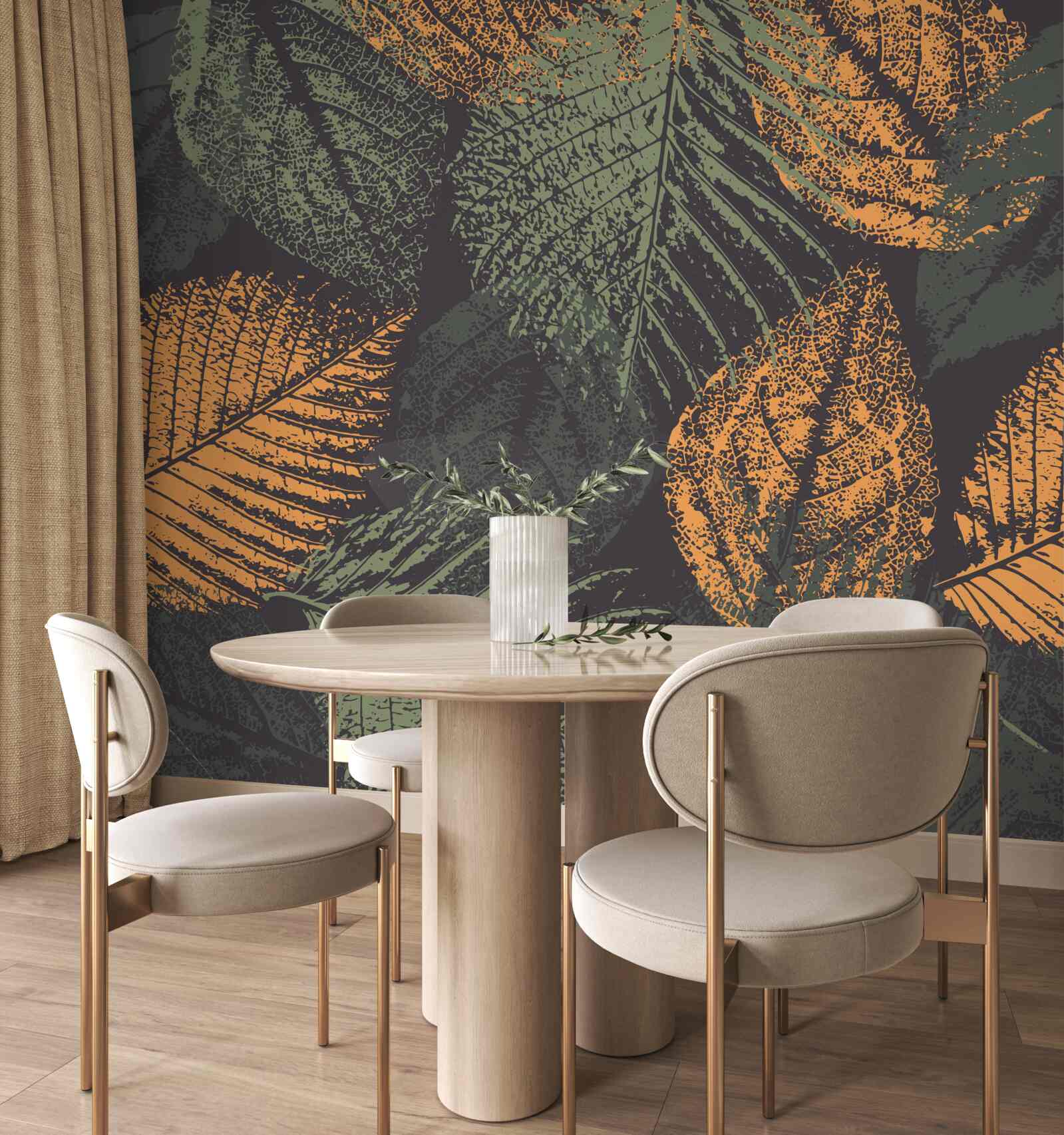 Fotobehang aquarellen met herfstbladeren