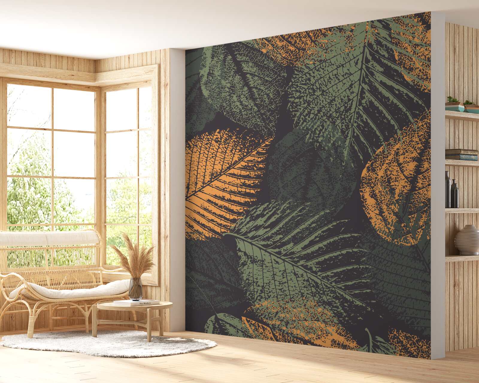 Fotobehang aquarellen met herfstbladeren