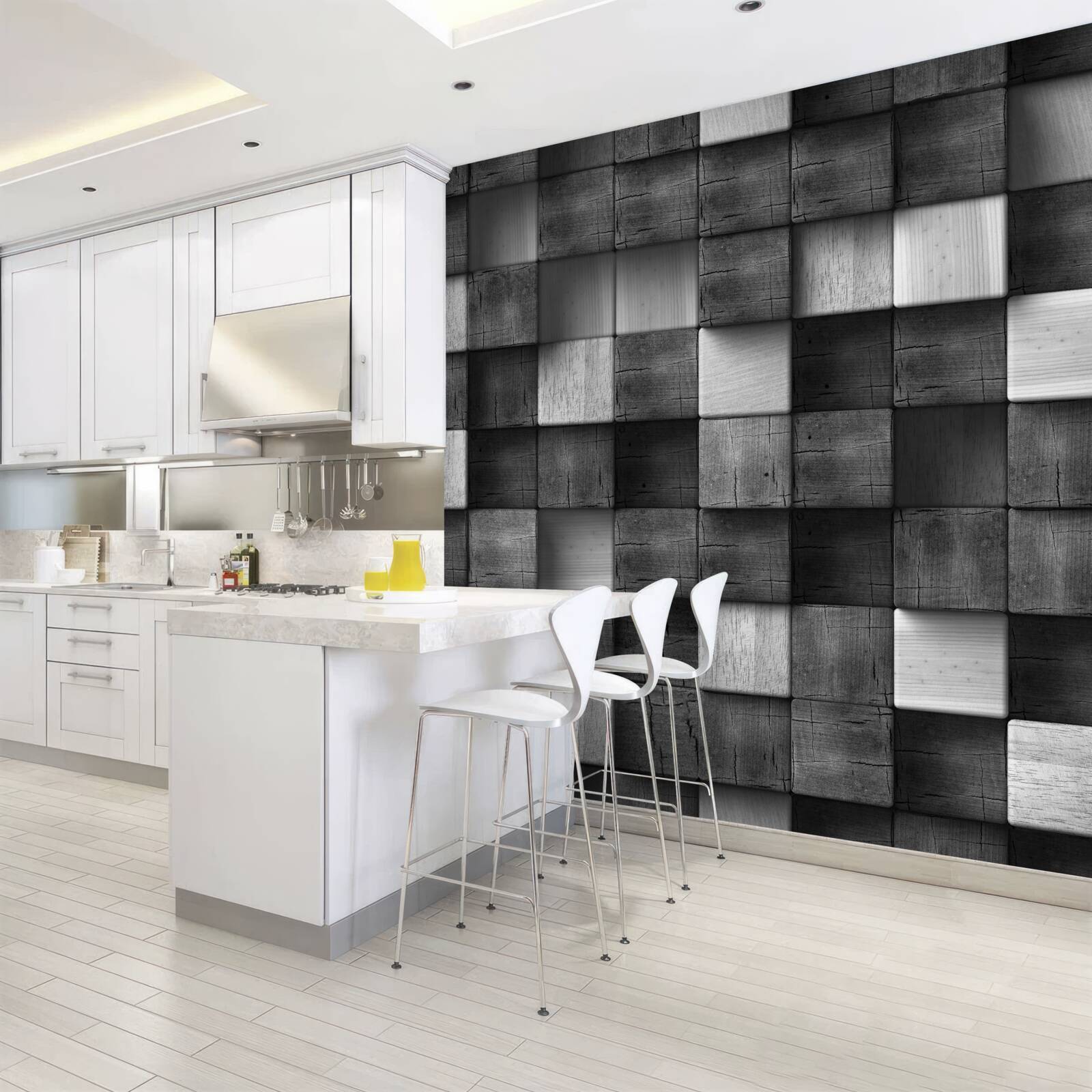 Fotobehang zwart-witte 3d kubussen