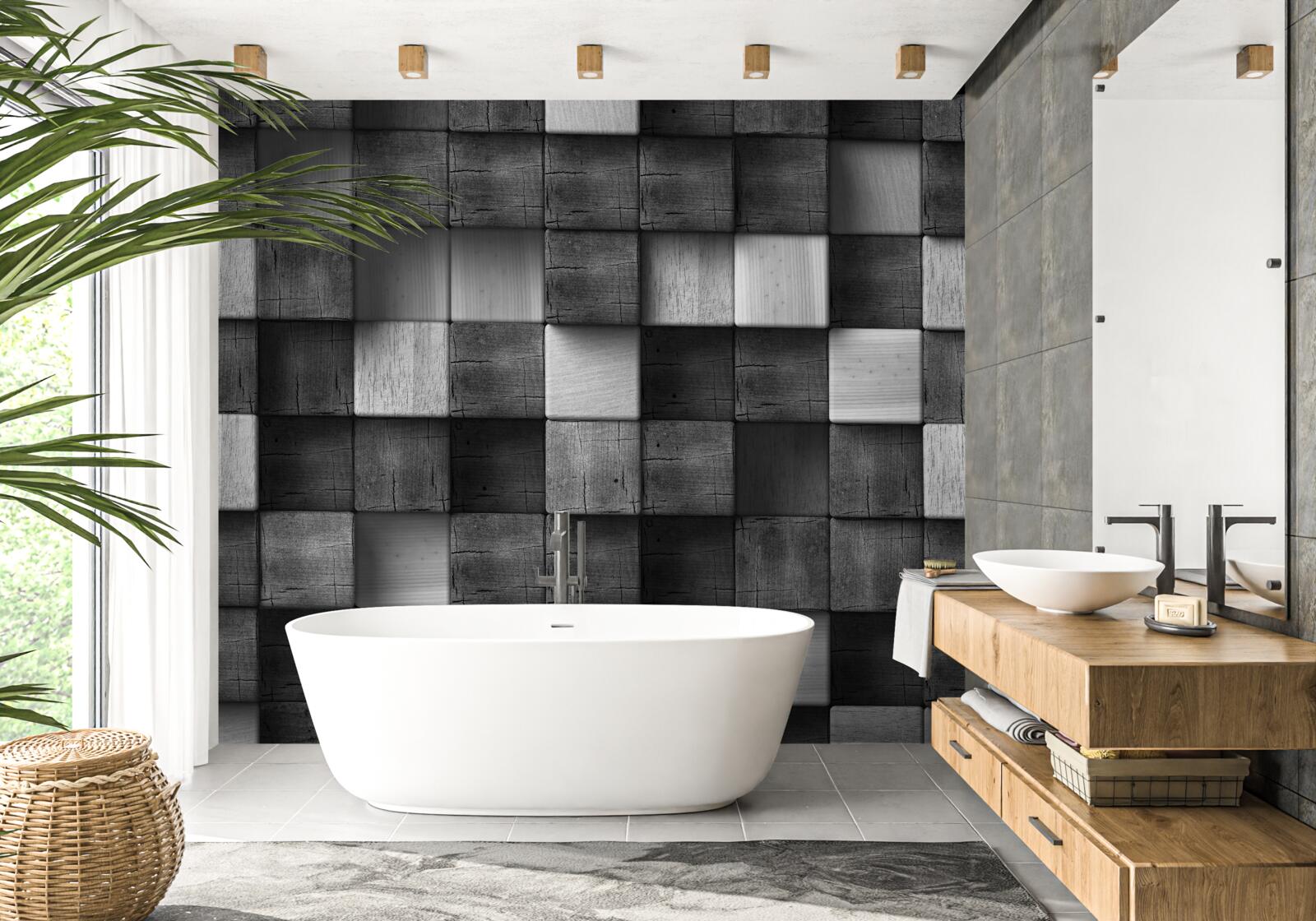 Fotobehang zwart-witte 3d kubussen