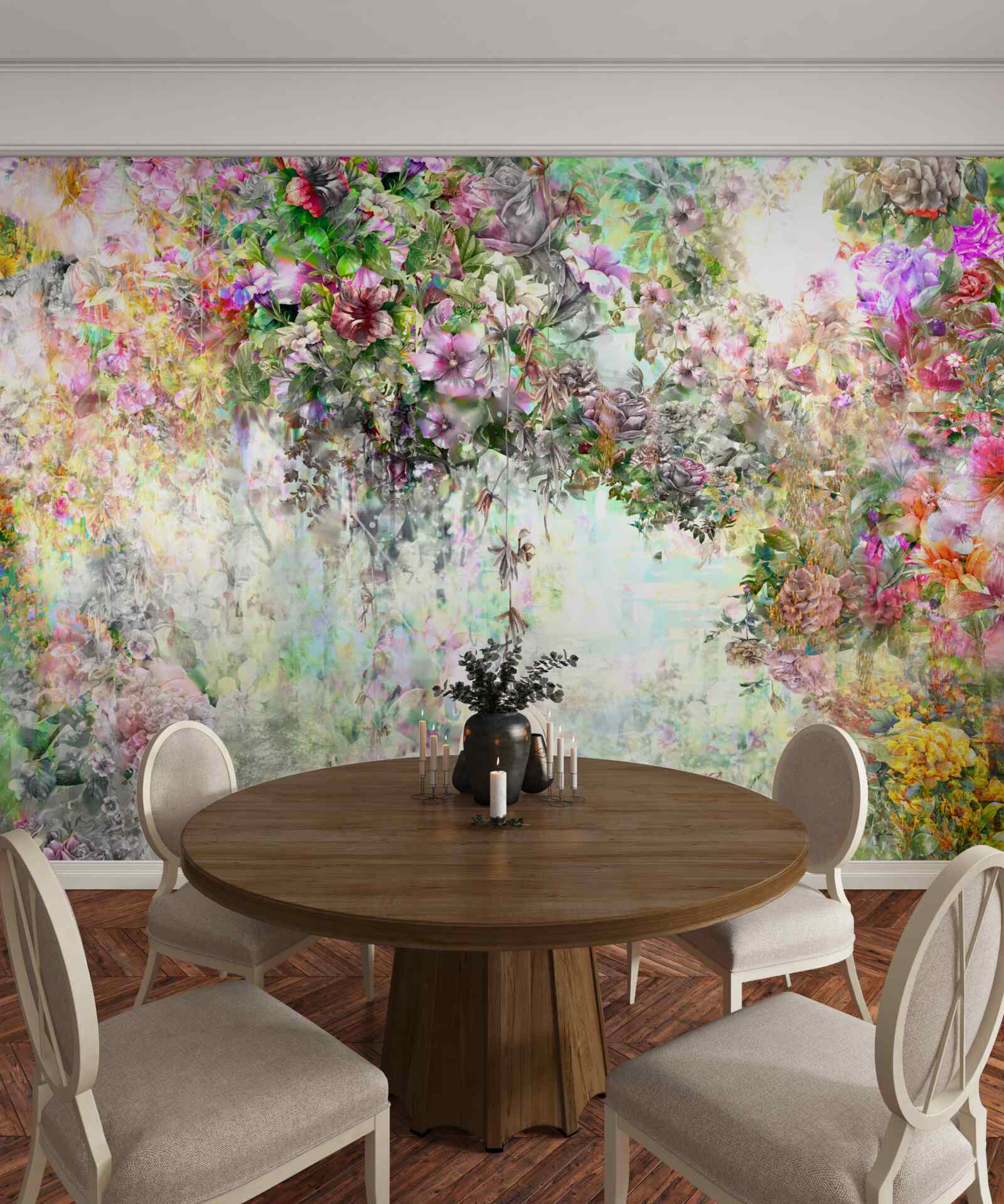 Fotobehang schilderachtig zomerpad bezaaid met bloemen in het bos