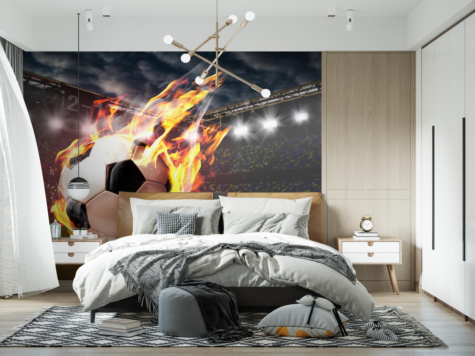 Fotobehang vlammend voetbal