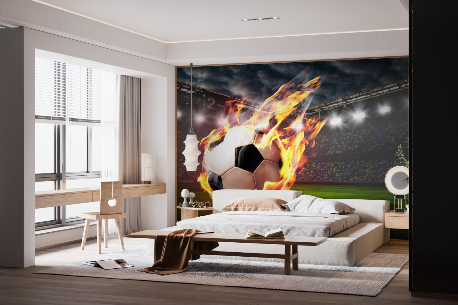 Fotobehang vlammend voetbal