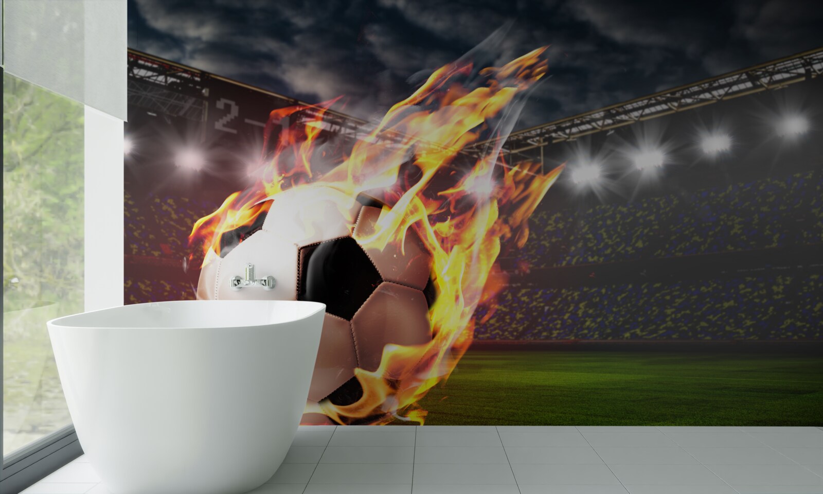 Fotobehang vlammend voetbal