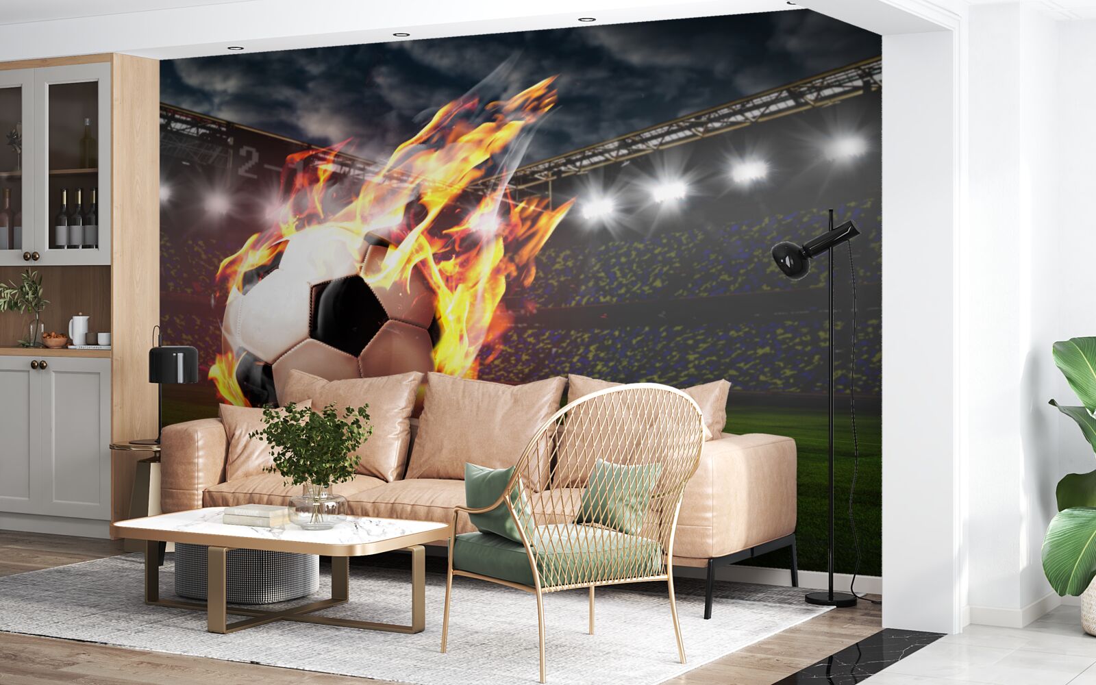 Fotobehang vlammend voetbal