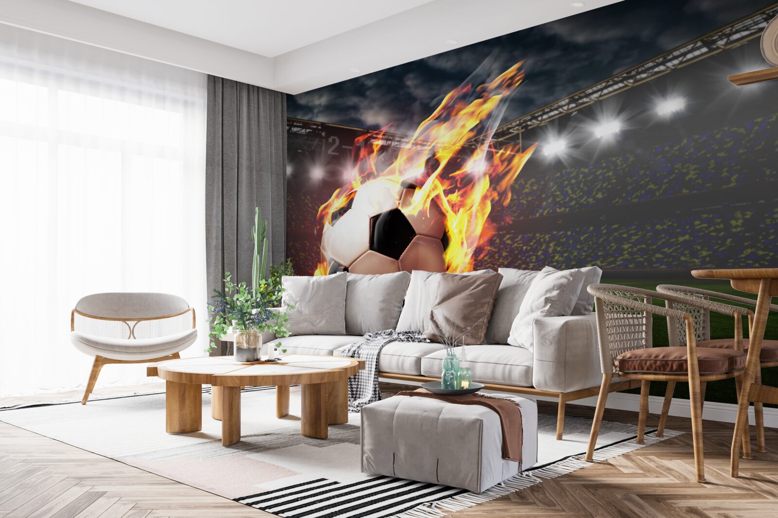 Fotobehang vlammend voetbal