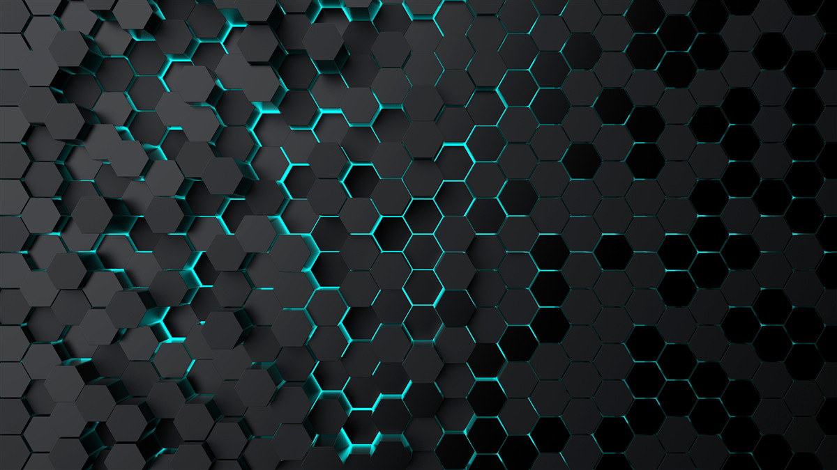 Fotobehang neon zwart honingraat