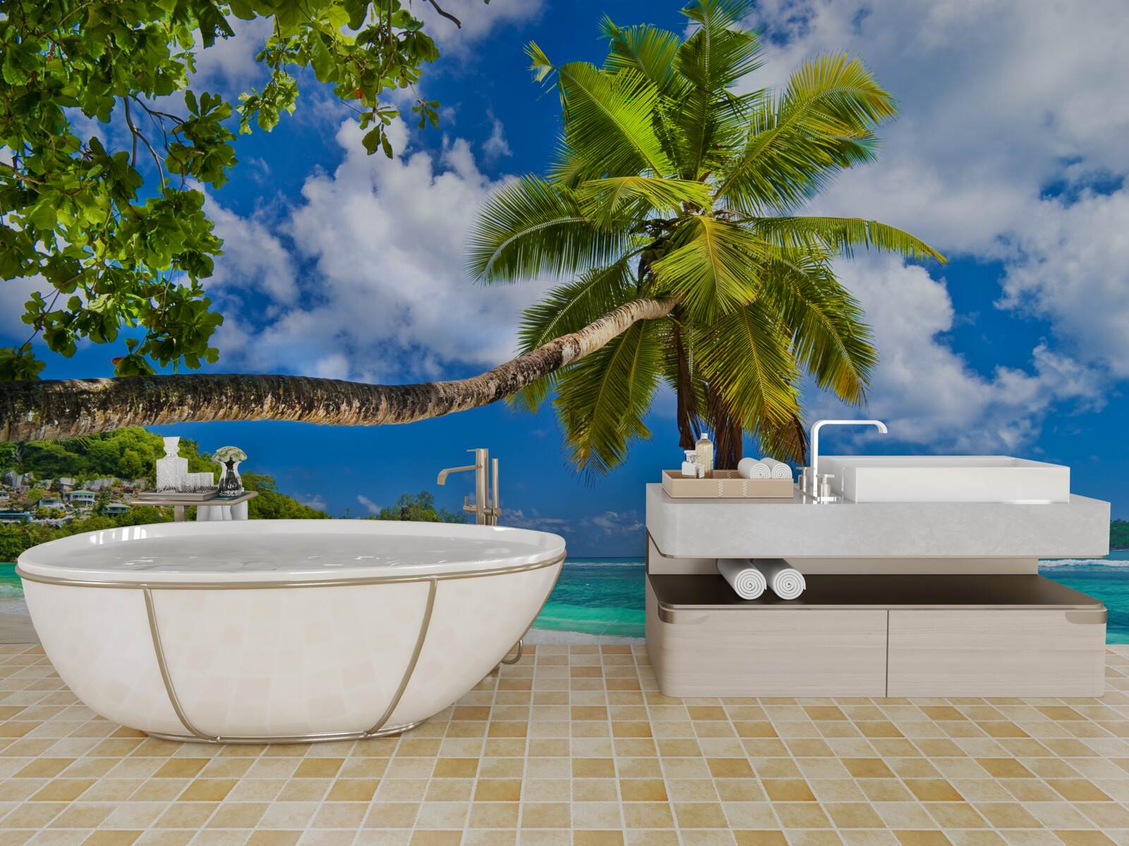 Fotobehang fascinerende natuur van de seychellen