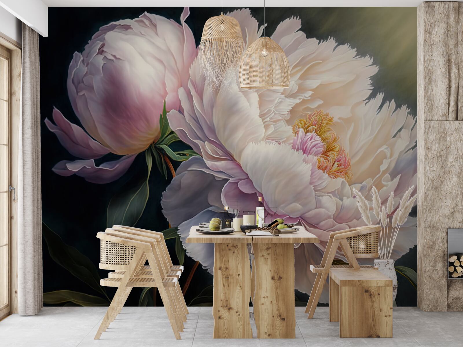 Fotobehang grote delicate roze donut