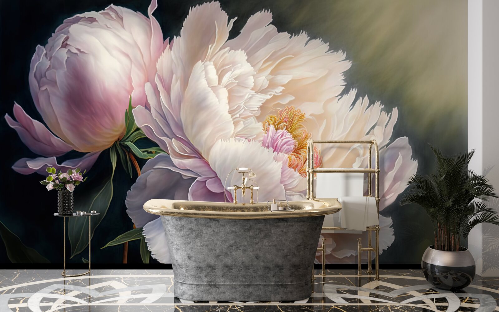 Fotobehang grote delicate roze donut