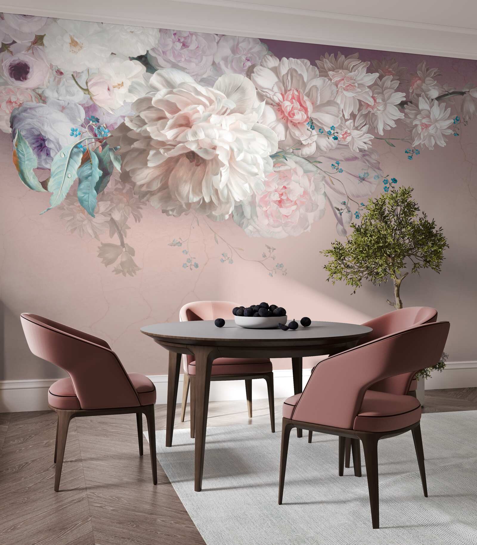 Fotobehang aan één twijg ontwikkelen zich fijne, lichte knoppen