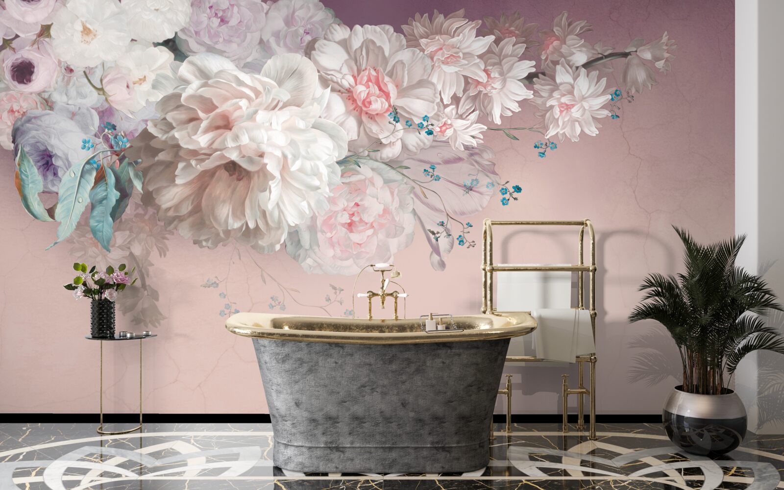 Fotobehang aan één twijg ontwikkelen zich fijne, lichte knoppen