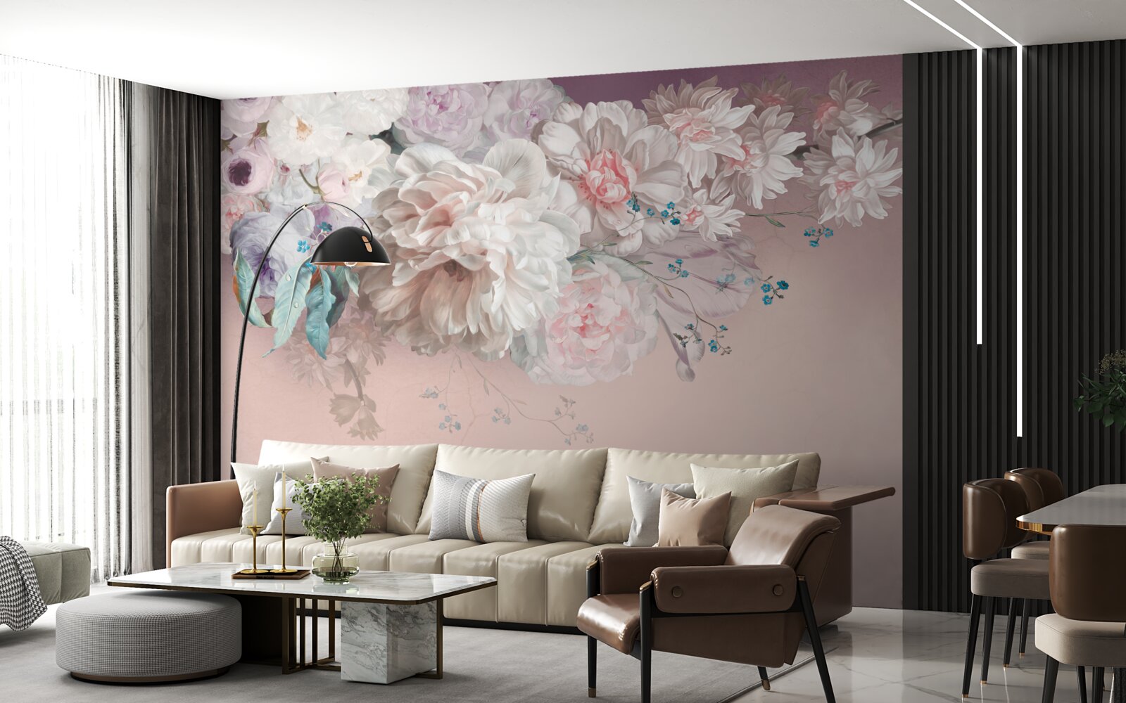 Fotobehang aan één twijg ontwikkelen zich fijne, lichte knoppen