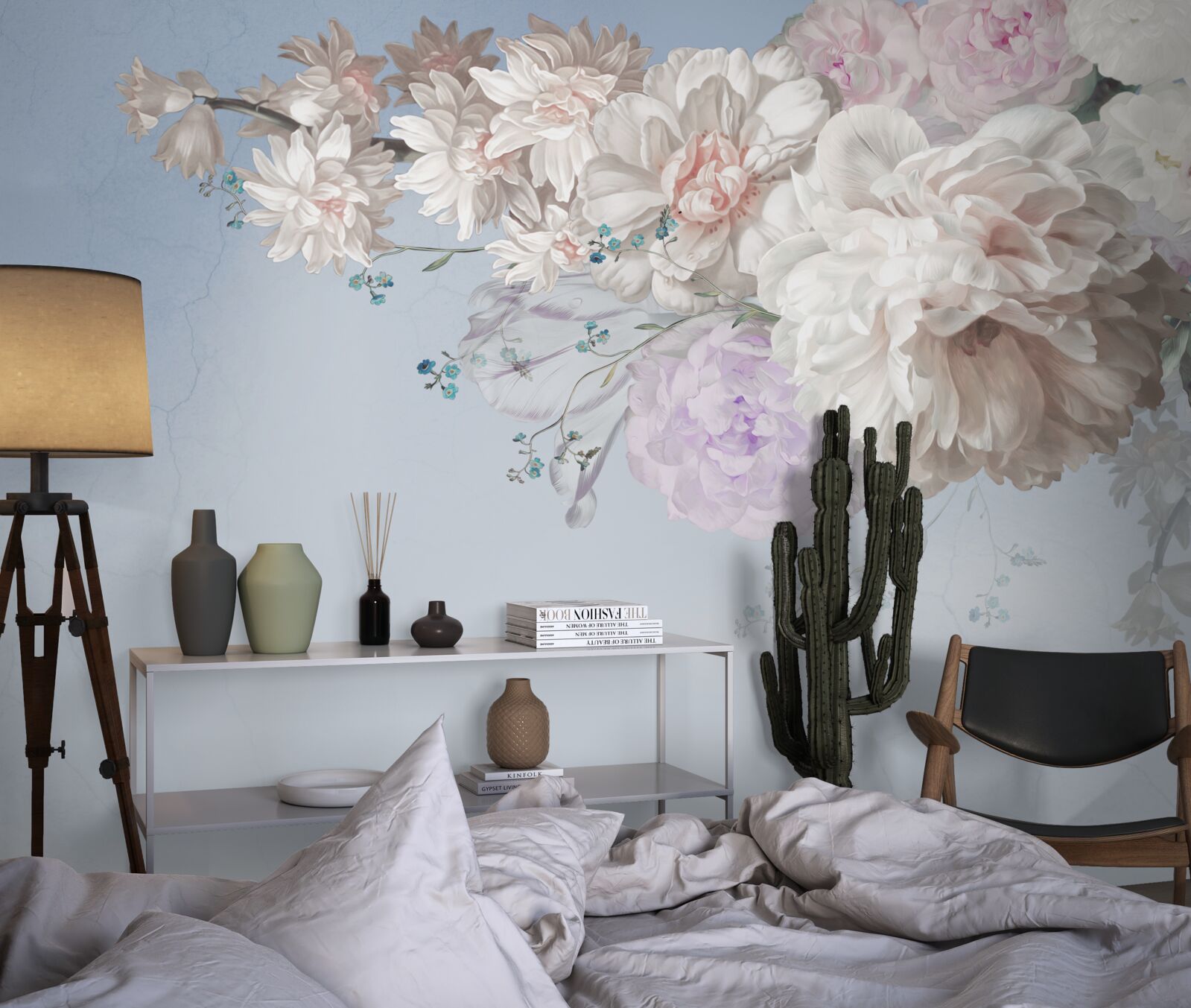 Fotobehang een dunne tak van een volwassen boom in volle bloei