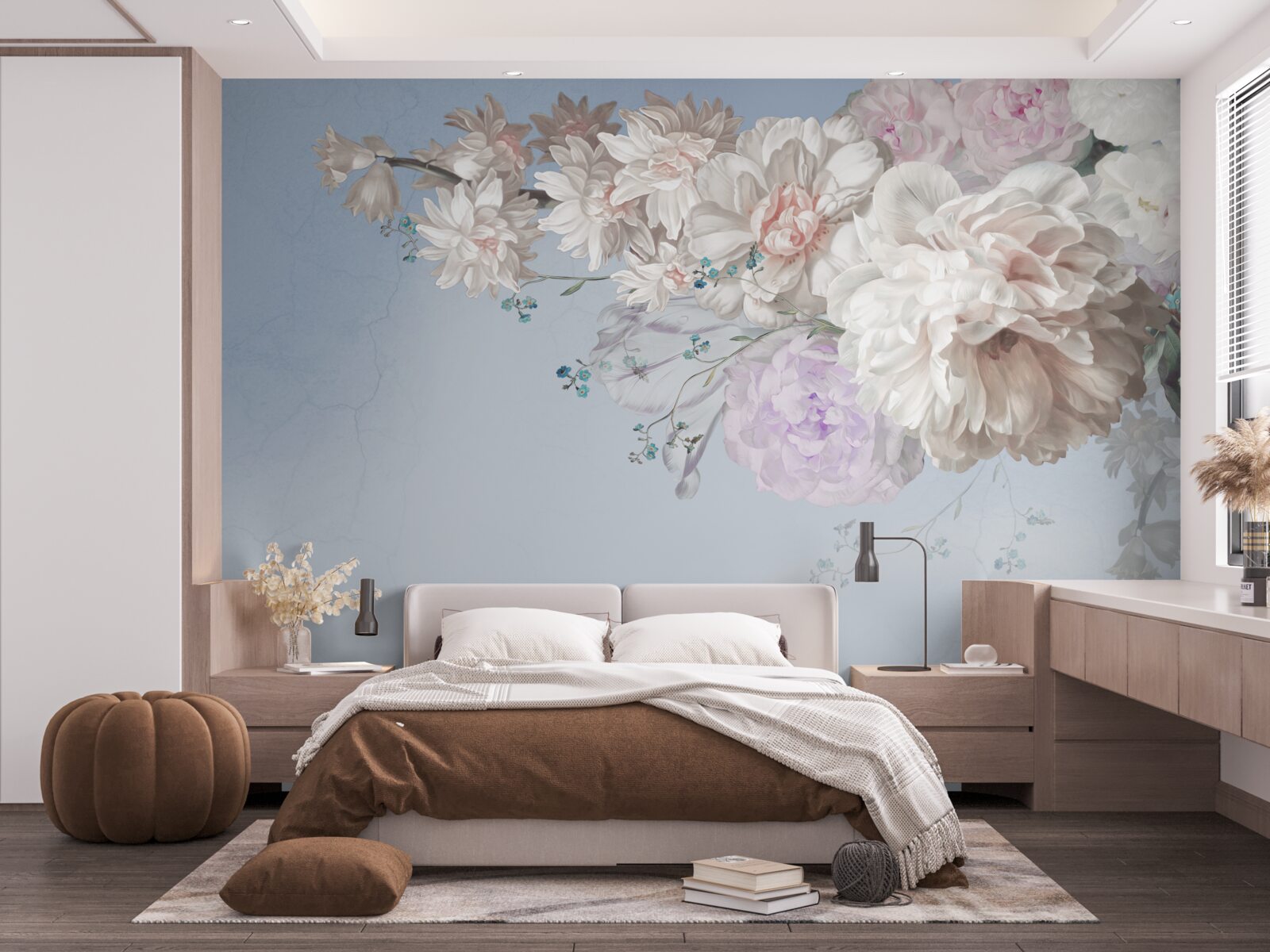 Fotobehang een dunne tak van een volwassen boom in volle bloei