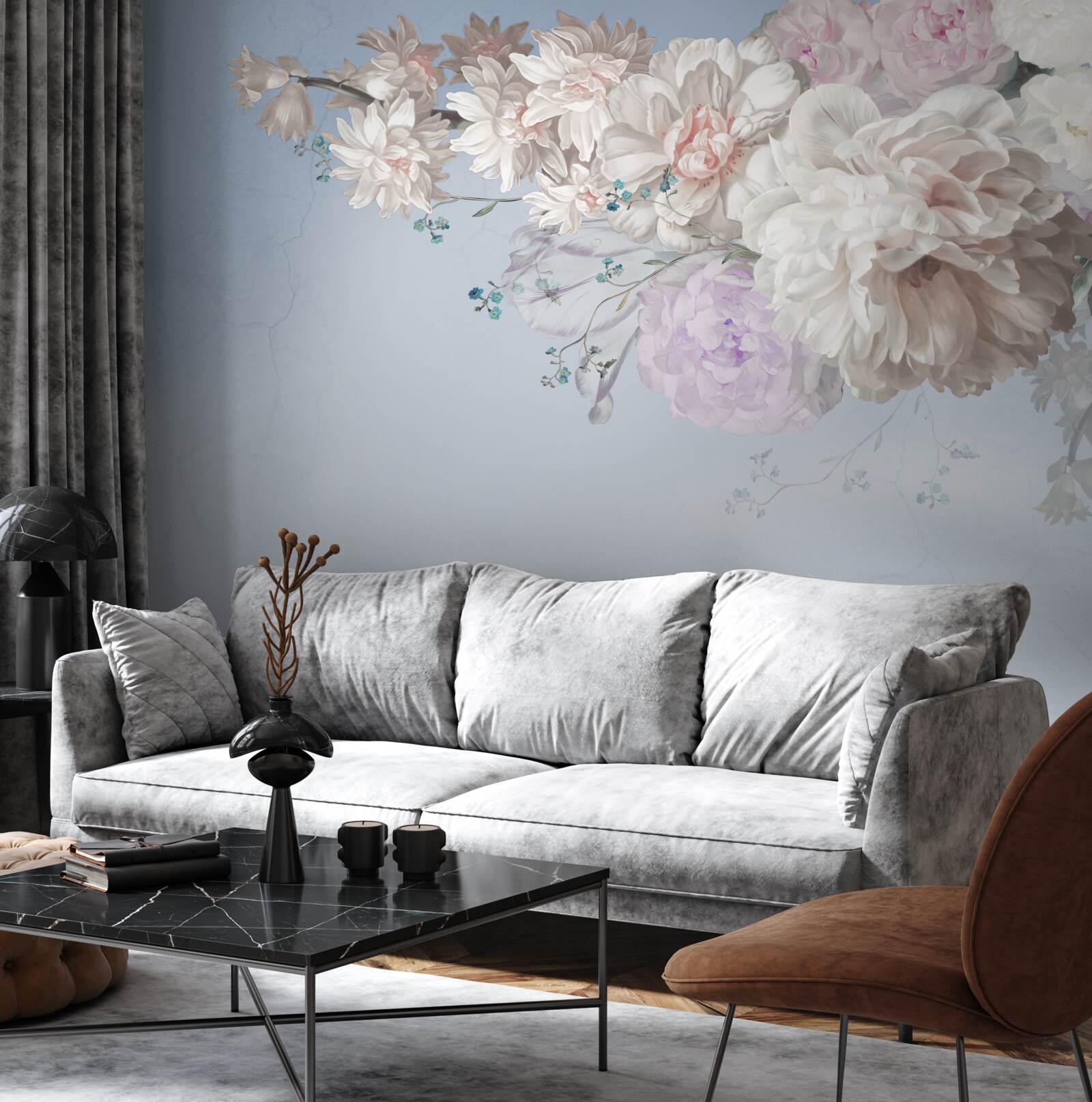 Fotobehang een dunne tak van een volwassen boom in volle bloei