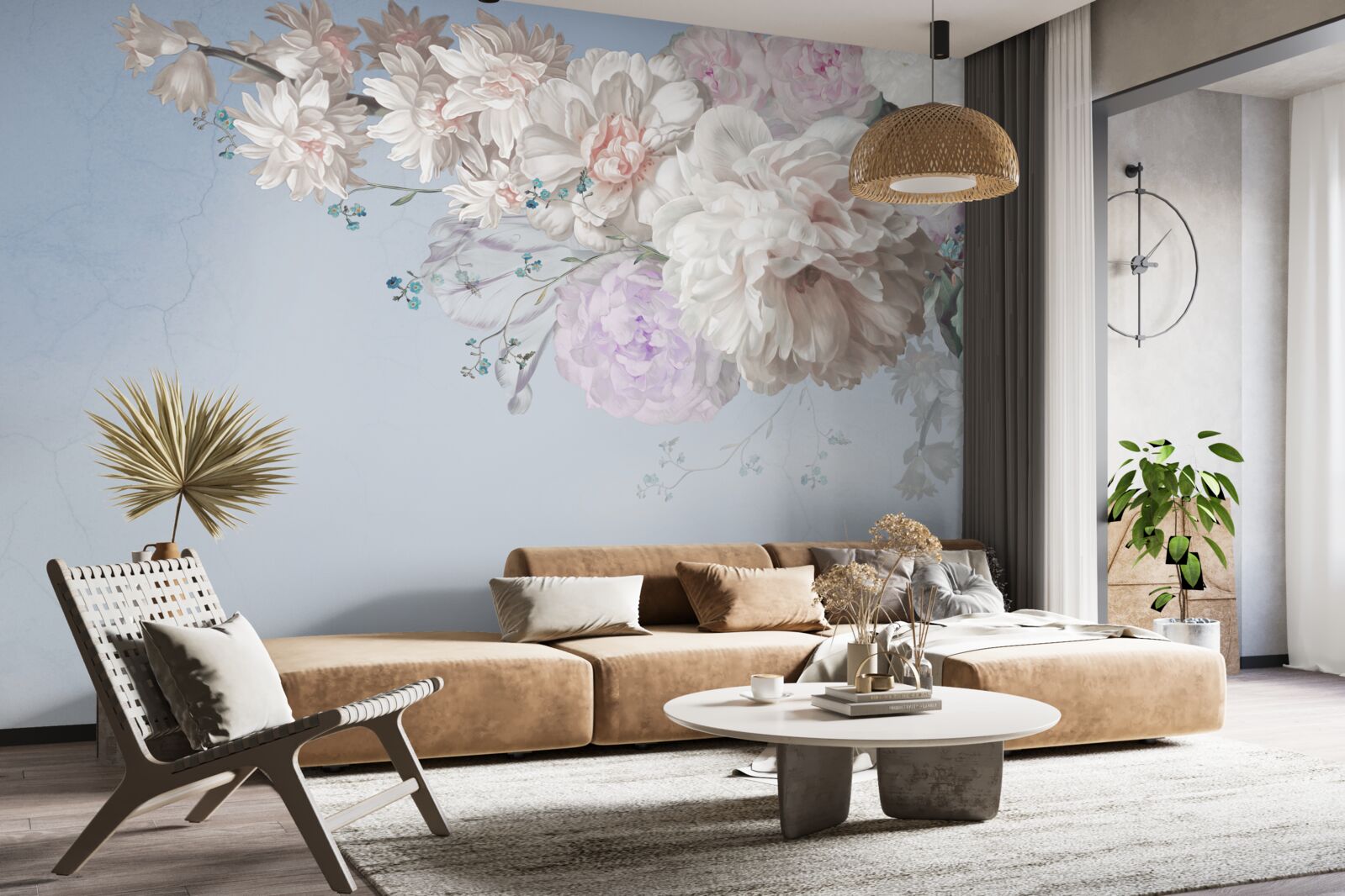 Fotobehang een dunne tak van een volwassen boom in volle bloei