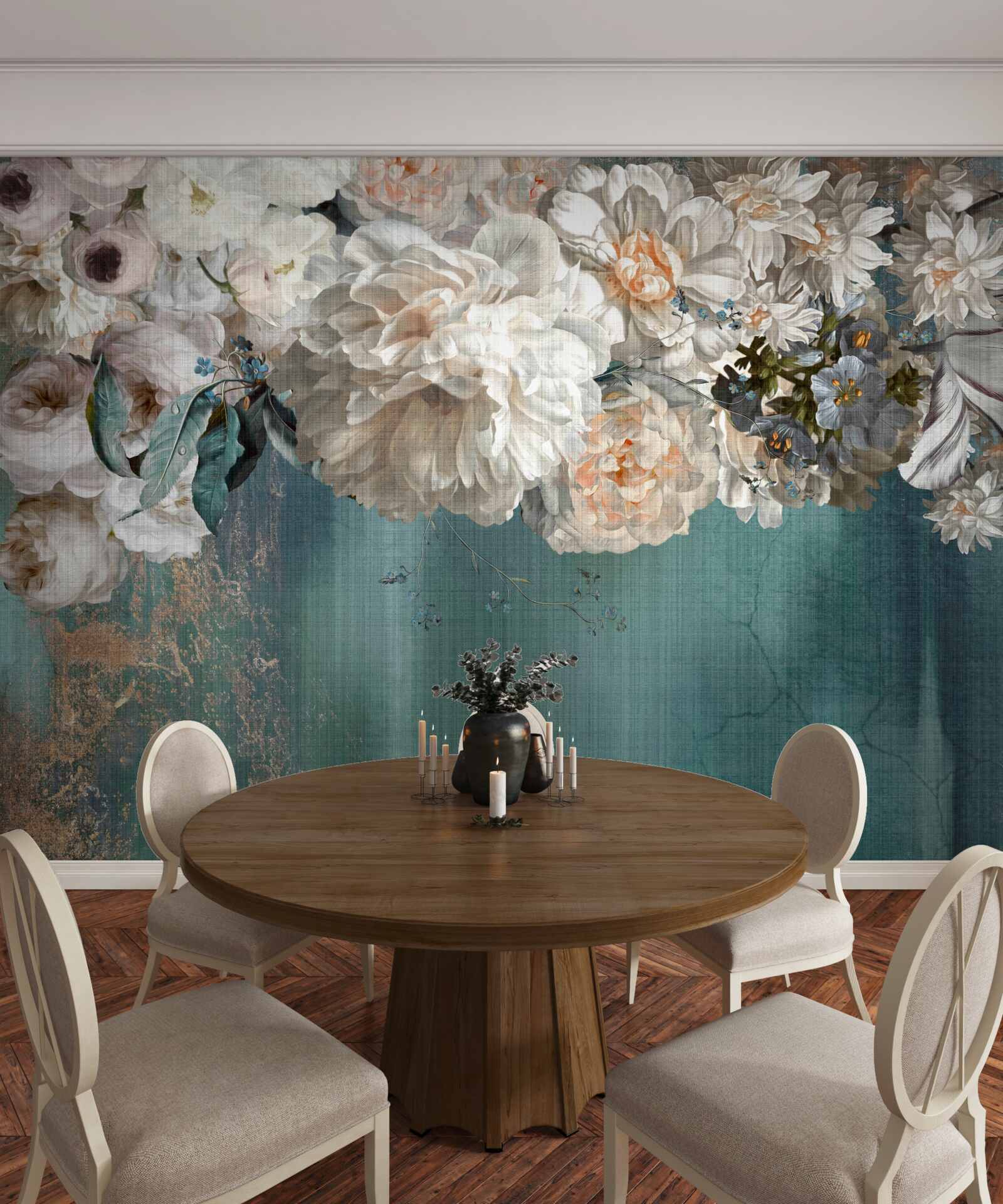 Fotobehang enorme tak bedekt met bloemknoppen