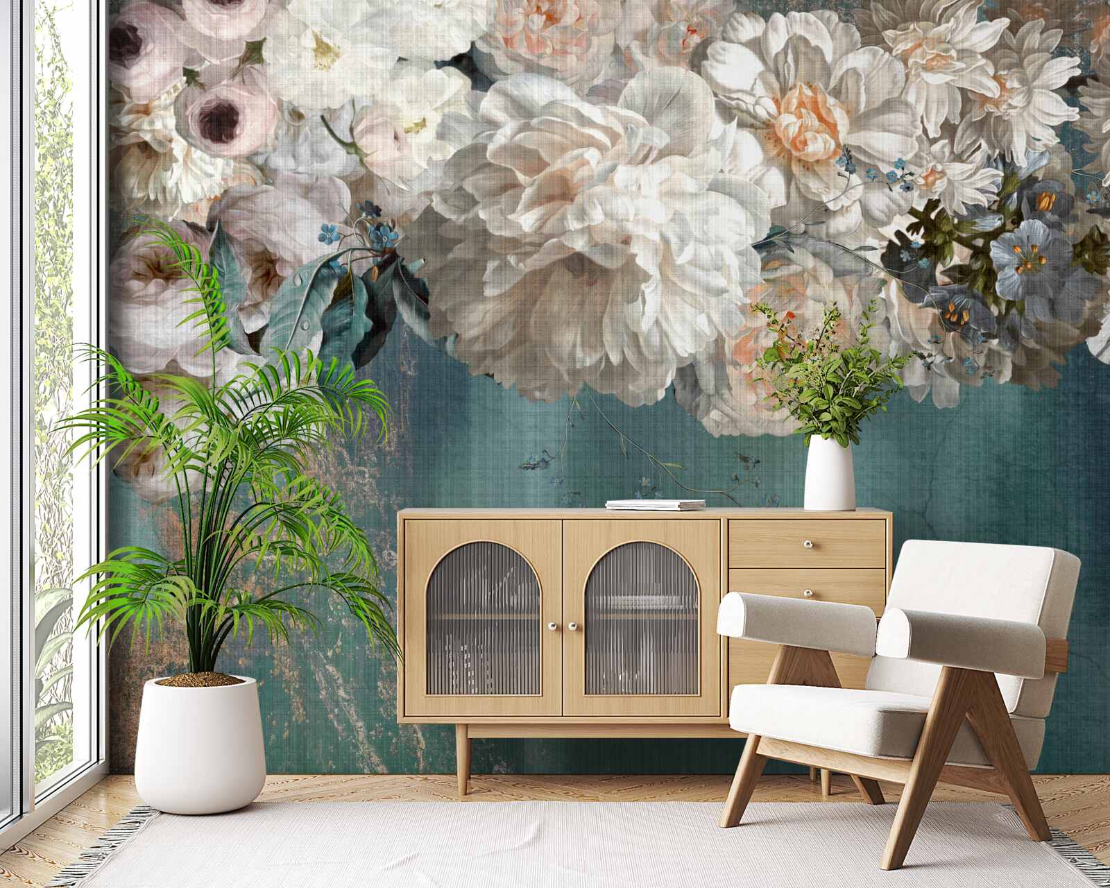 Fotobehang enorme tak bedekt met bloemknoppen