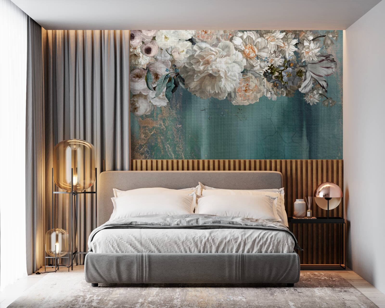 Fotobehang enorme tak bedekt met bloemknoppen