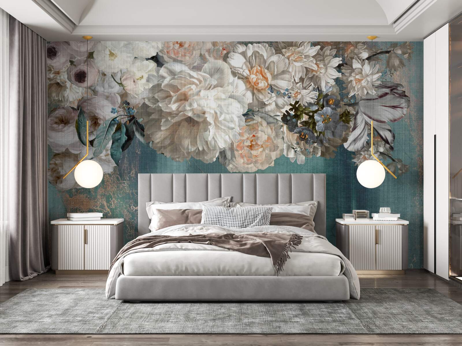 Fotobehang enorme tak bedekt met bloemknoppen