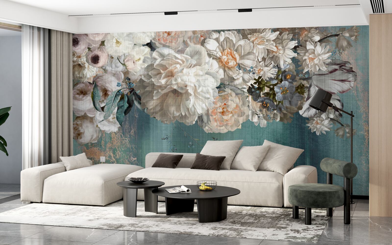 Fotobehang enorme tak bedekt met bloemknoppen