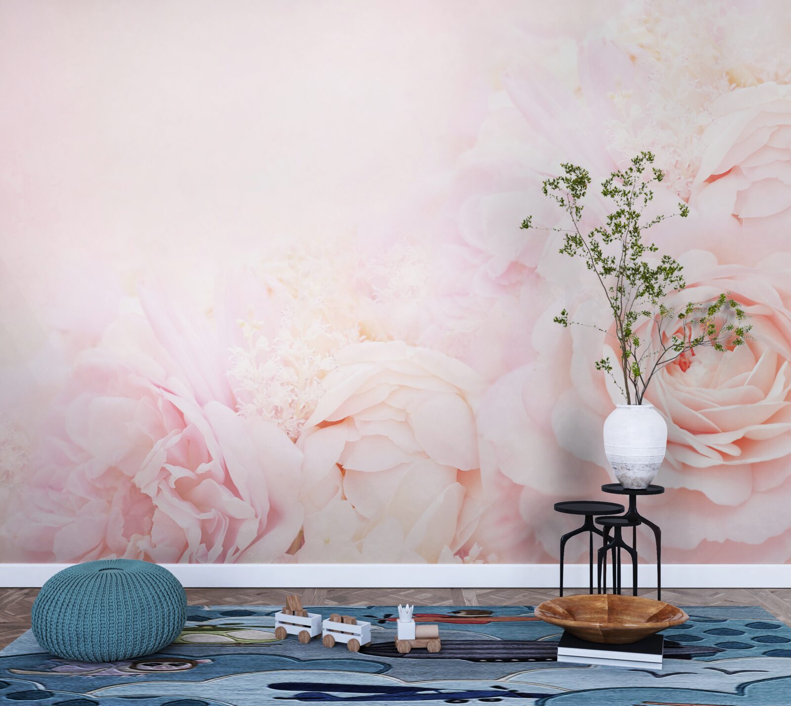 Fotobehang zachtroze rozenbloemen