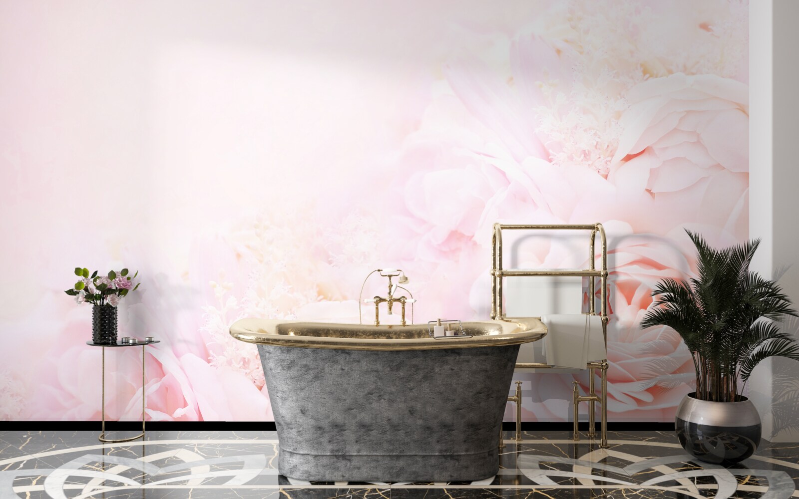 Fotobehang zachtroze rozenbloemen