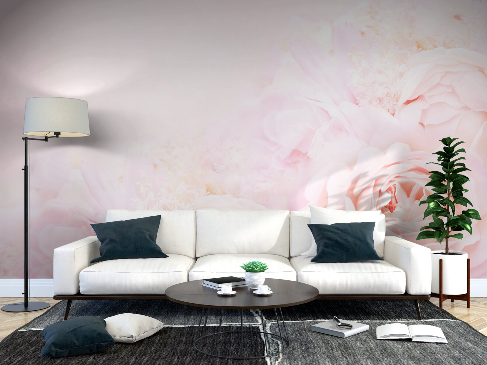 Fotobehang zachtroze rozenbloemen